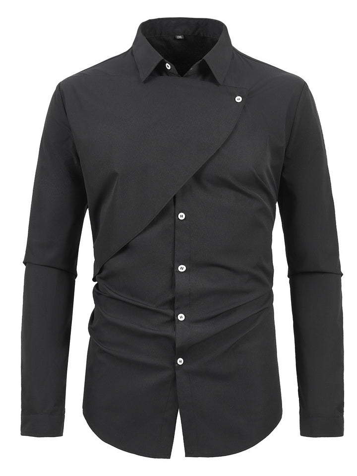 Herren Kreatives Langarmhemd mit asymmetrischem Design Echoarchiv