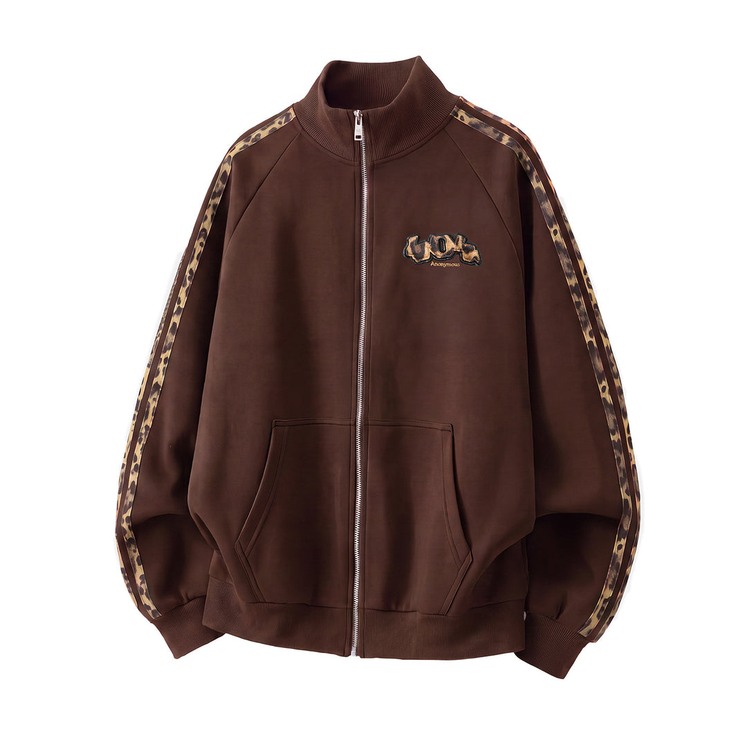 Unisex Trainingsjacke mit Leoparden-Besatz und Frontreißverschluss Echo Archiv