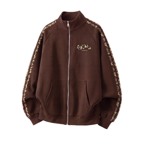 Unisex Trainingsjacke mit Leoparden-Besatz und Frontreißverschluss Echo Archiv