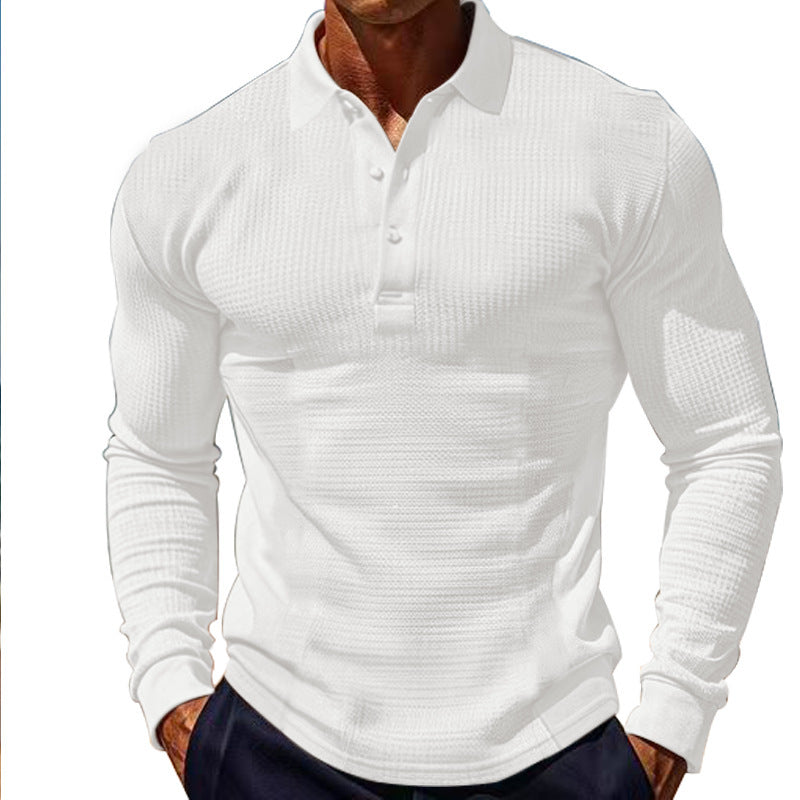 Herren langärmliges Polohemd mit strukturiertem Design Echoarchiv