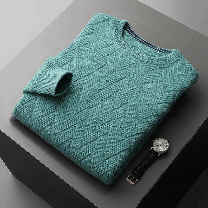 Herren klassischer Strickpullover mit modernem Zopfmuster Echoarchiv
