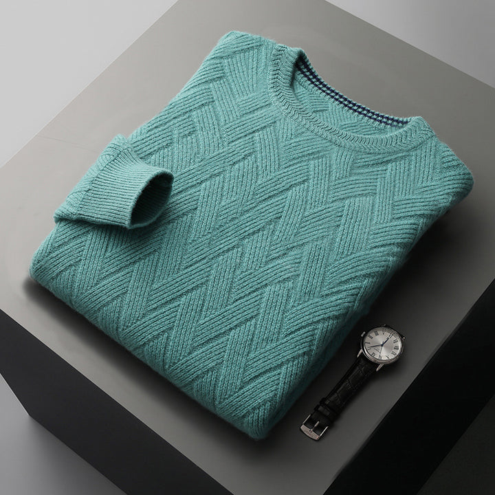 Herren klassischer Strickpullover mit modernem Zopfmuster Echoarchiv