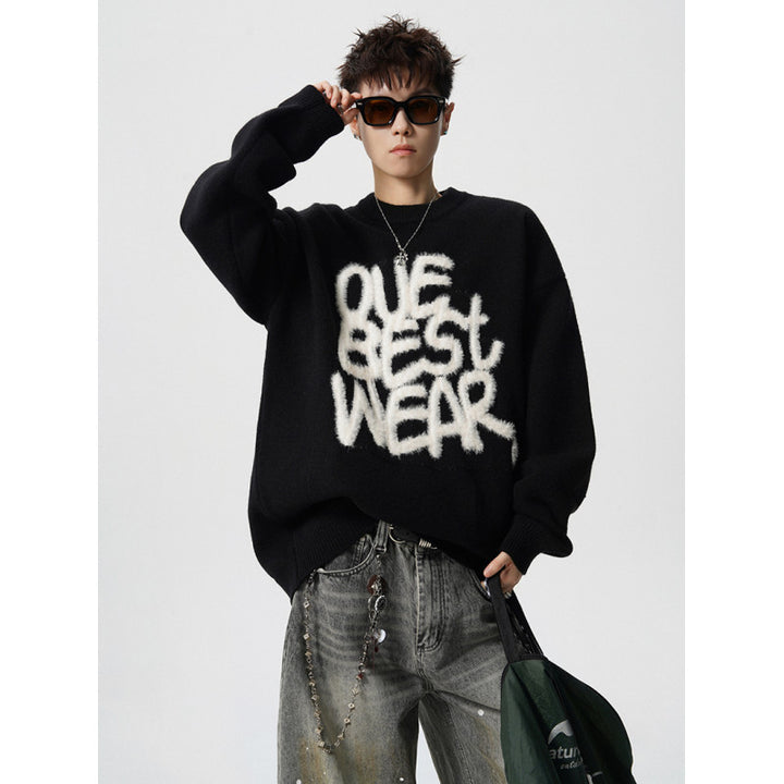 Damen Oversized Sweater mit grafischem Statement Echoarchiv