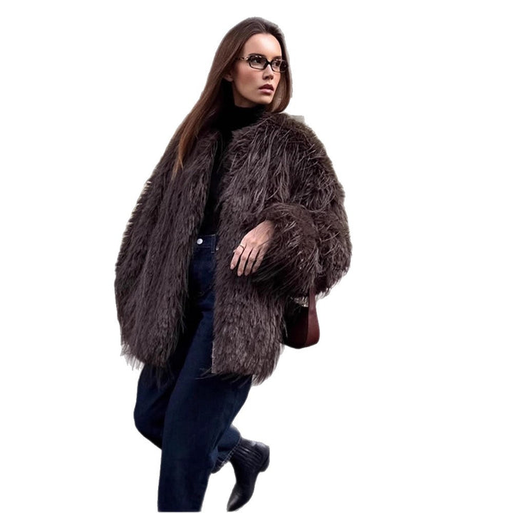 Damen Oversize Kunstpelz‑Mantel mit langfloriger Shag‑Optik und kastiger Silhouette Echoarchiv