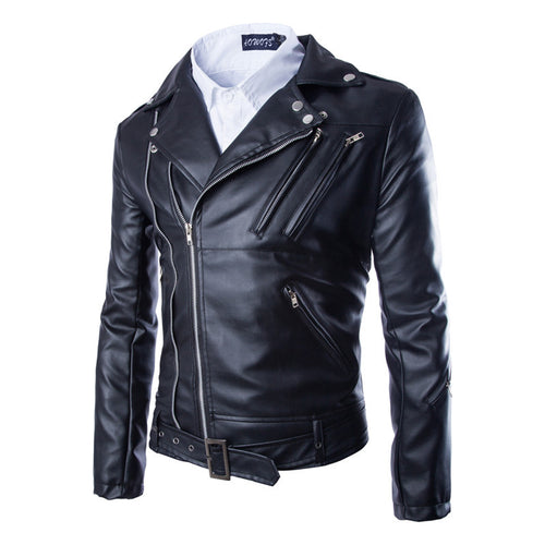 Herren Biker-Lederjacke mit asymmetrischem Reißverschluss und zahlreichen Taschen Echoarchiv