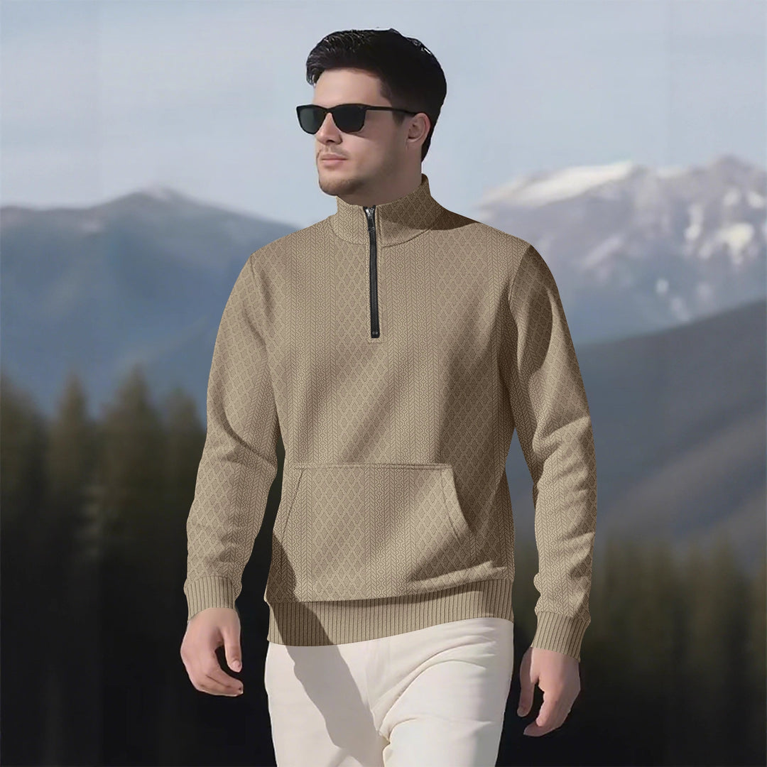 Herren sportlicher Pullover mit hohem Stehkragen und Taschen Echoarchiv