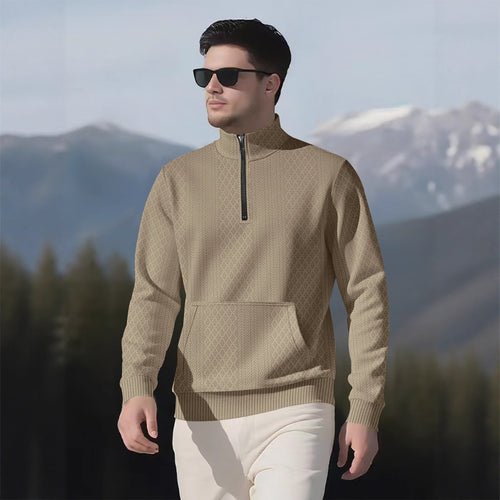 Herren sportlicher Pullover mit hohem Stehkragen und Taschen Echoarchiv