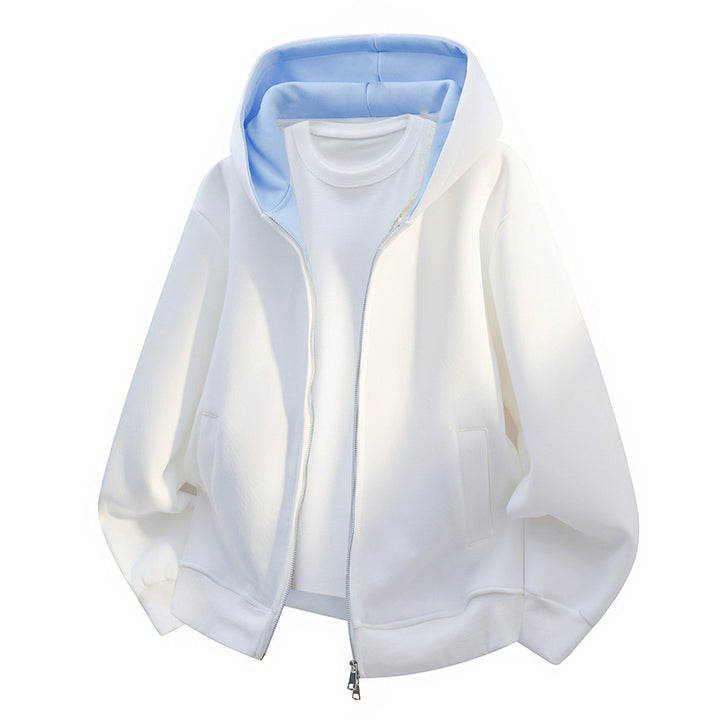 Herren Oversize-Zip-Hoodie mit kontrastgefütterter Kapuze und Kängurutaschen Echo Archiv