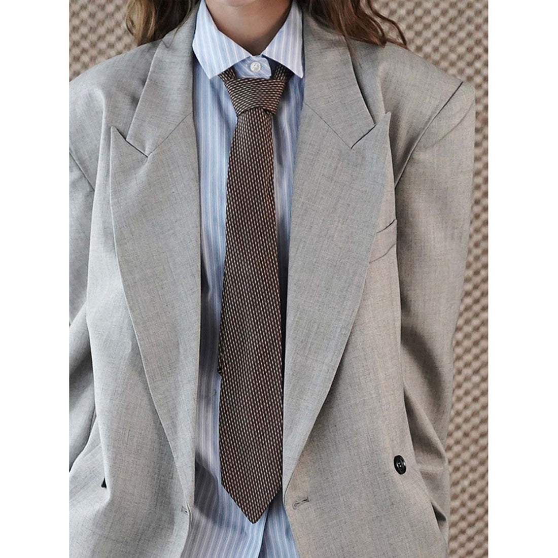 Damen Strukturierter Oversize-Blazer mit breitem Revers und Soft-Shoulder Echoarchiv