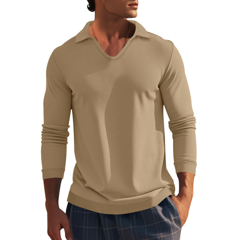 Herren Langarmshirt mit modernem V-Ausschnitt und strukturiertem Design Echoarchiv