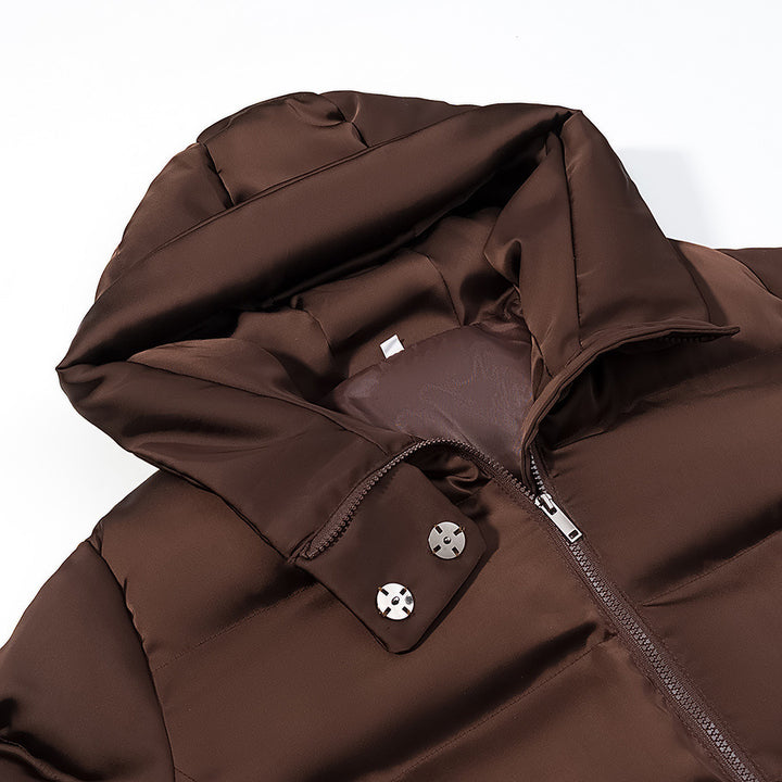 Damen kurze wattierte Steppjacke mit voluminösem Stehkragen, verdeckter Zwei-Wege-Reißverschluss und praktischen Eingrifftaschen – Célinea