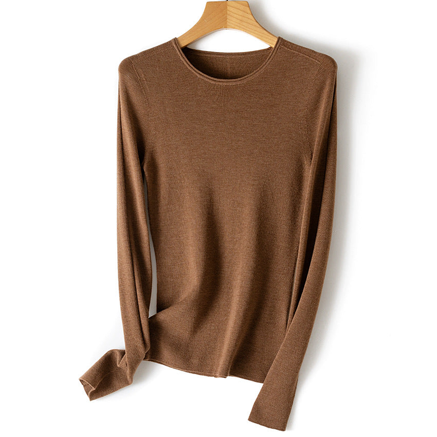 Damen Feiner Feinstrickpullover mit Rundhalsausschnitt und figurnaher Silhouette Echoarchiv