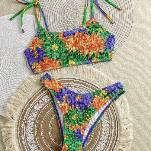 Damen Buntes Blumenmuster Bikini Set Echo Archiv