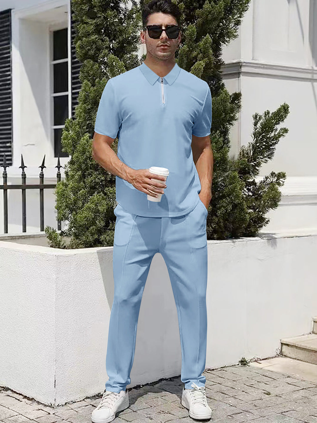 Herren nan urbanes Reise-Poloshirt mit kurzem Frontreißverschluss, elastischem Interlock und knitterarmer Pflege Echo Archiv