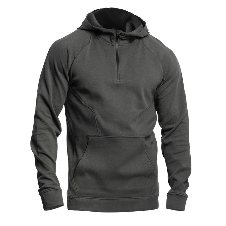 Herren sportlicher Kapuzenpullover mit halbem Reißverschluss und innovativer Struktur Echoarchiv