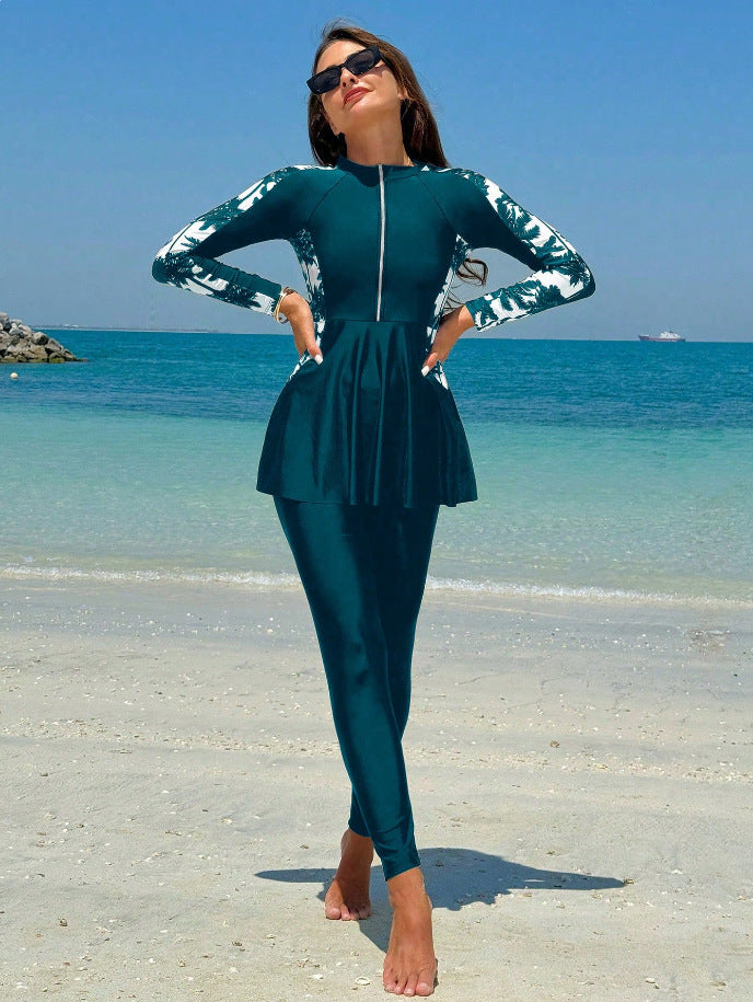 Damen Modischer UV-Schutz Surfanzug mit Peplum-Design Echo Archiv