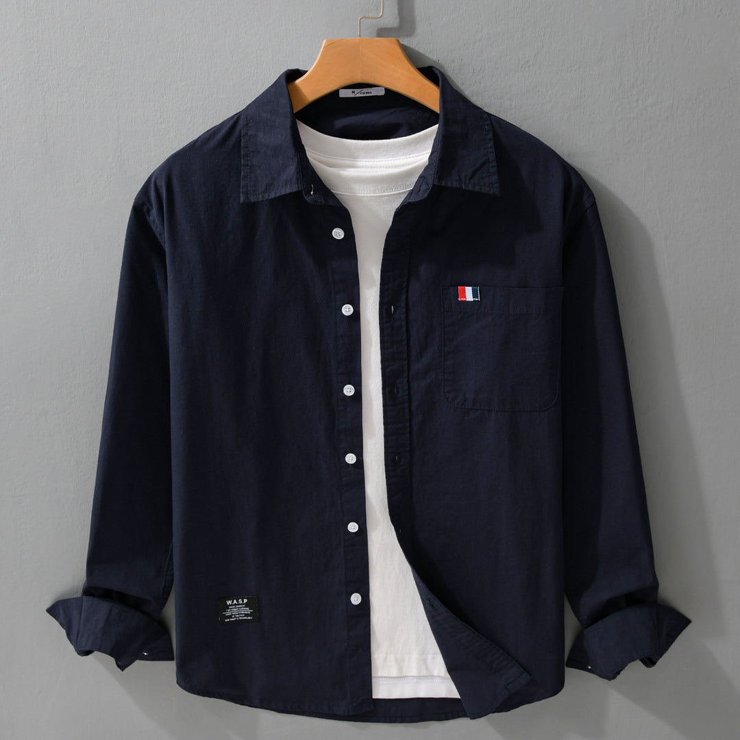 Herren Leichtes Baumwoll-Overshirt im Hemdjackenstil mit Brusttasche und Soft‑Touch Echoarchiv
