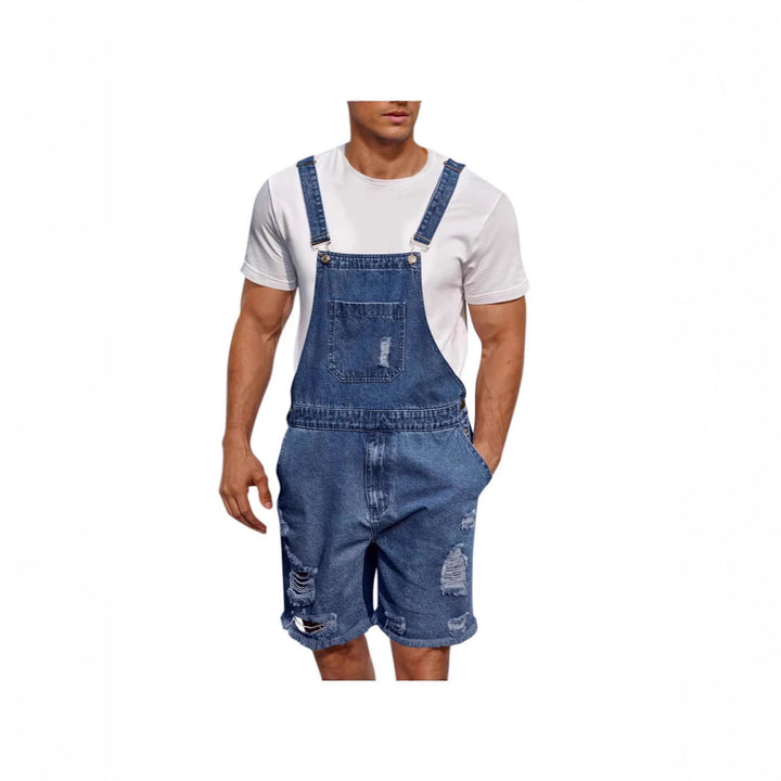 Herren Lässige Denim-Latzhose im distressed Look Echoarchiv
