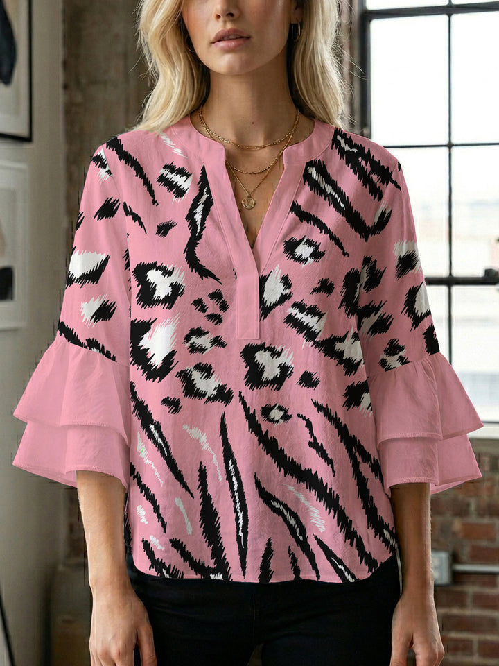 Damen Bluse mit Rüschendetails und auffälligem Animal-Print Echo Archiv