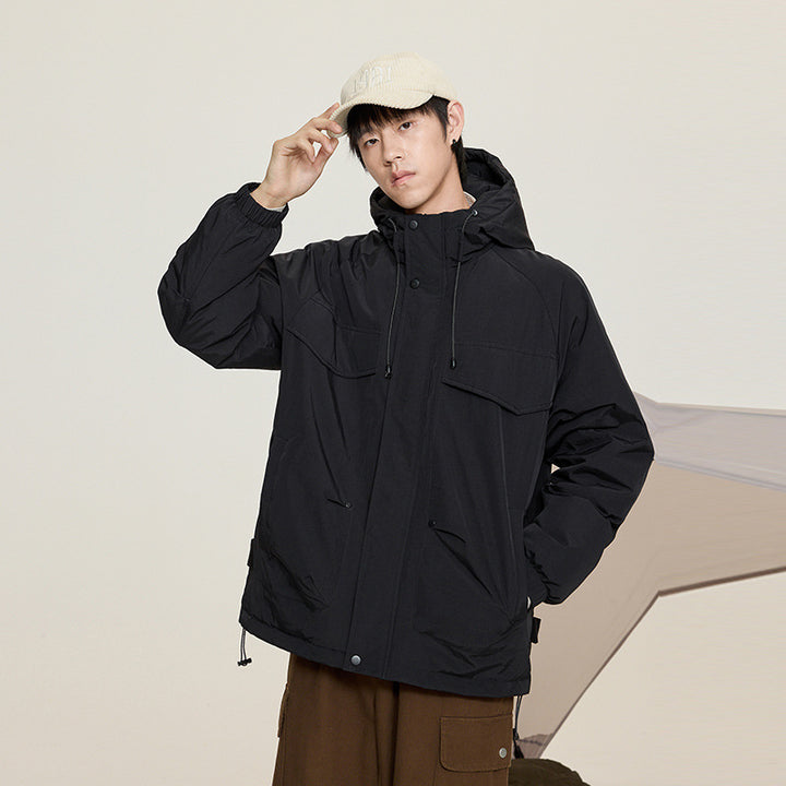 Damen Gepolsterter Parka mit Kapuze und Utility-Taschen Echo Archiv