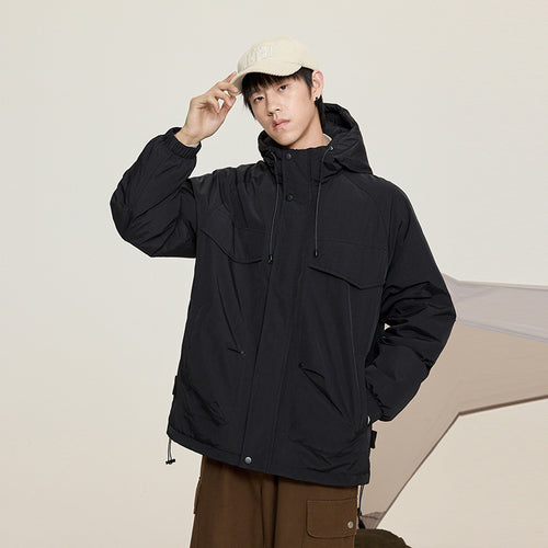 Damen Gepolsterter Parka mit Kapuze und Utility-Taschen Echo Archiv