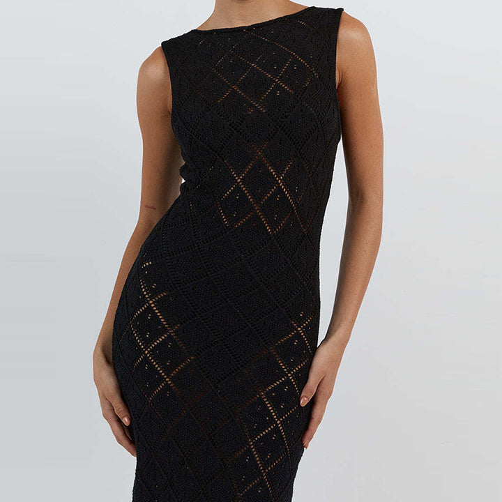 Damen Strickkleid im angesagten Rautenmuster mit hohem Schlitz Echo Archiv
