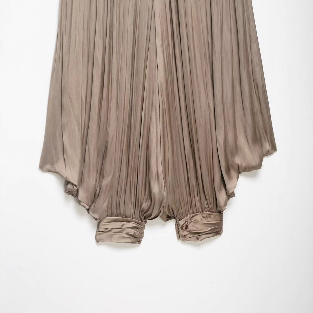Damen Hochwertige Plisseehose mit elastischem Bund und schmalem Bein Echo Archiv