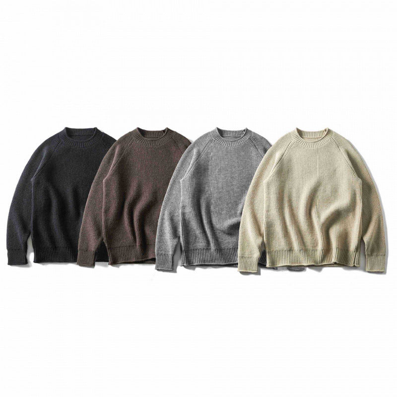 Unisex Grobgestrickter Rundhals-Pullover im Oversize-Boxy-Cut mit Raglanärmeln Echo Archiv
