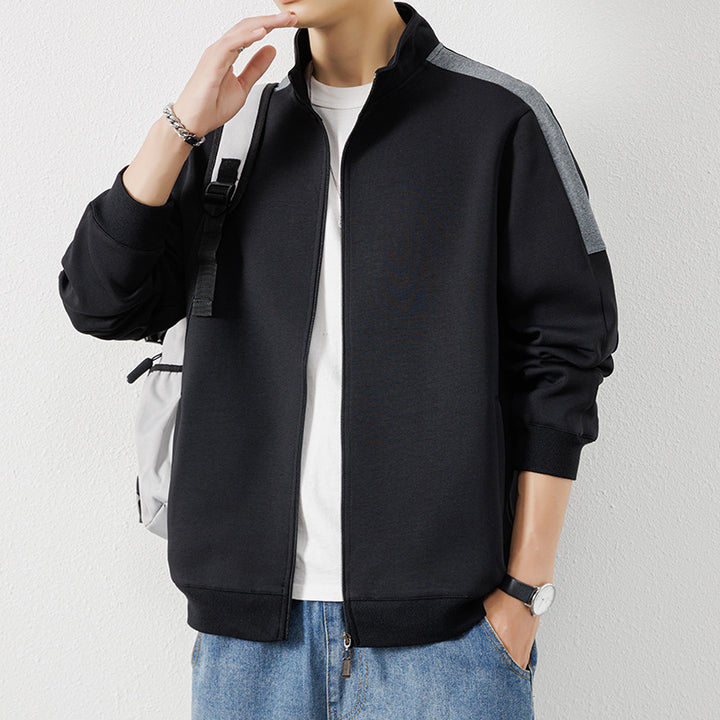 Herren Leichte Zip‑Trainingsjacke im Minimalstil mit Stehkragen und Kontrastpaspel Echo Archiv