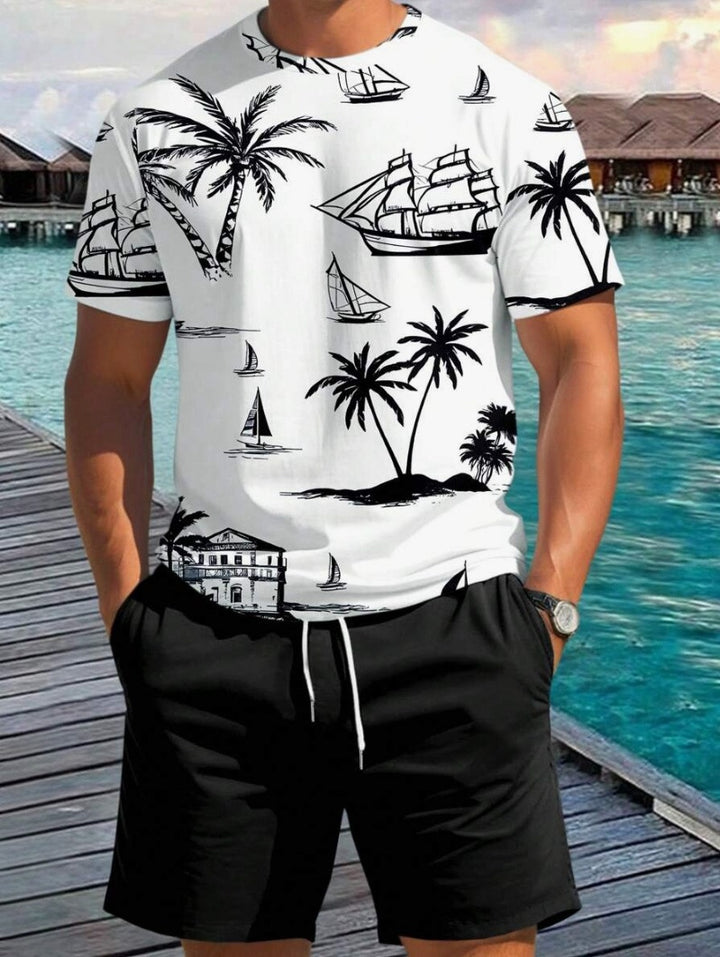 Herren Kurzarm-Shirt mit maritimem Motiv und entspannter Passform Echoarchiv