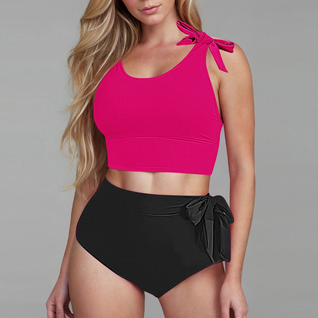 Damen Hochtailliertes Bikini-Set mit verspielten Schleifen Echo Archiv