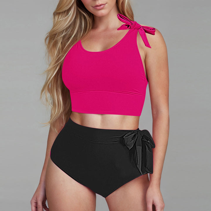 Damen Hochtailliertes Bikini-Set mit verspielten Schleifen Echo Archiv