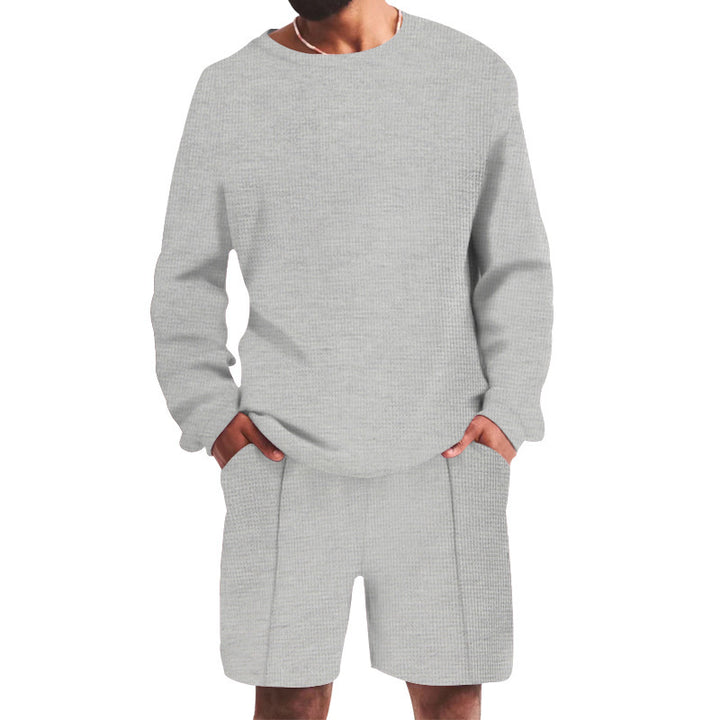 Herren lässiges Freizeit-Set mit strukturiertem Oberteil und komfortablen Shorts Echoarchiv