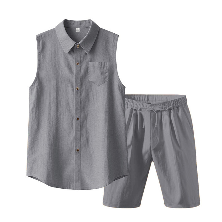 Herren lässiges Kurzarm-Hemd und Shorts-Set Echoarchiv