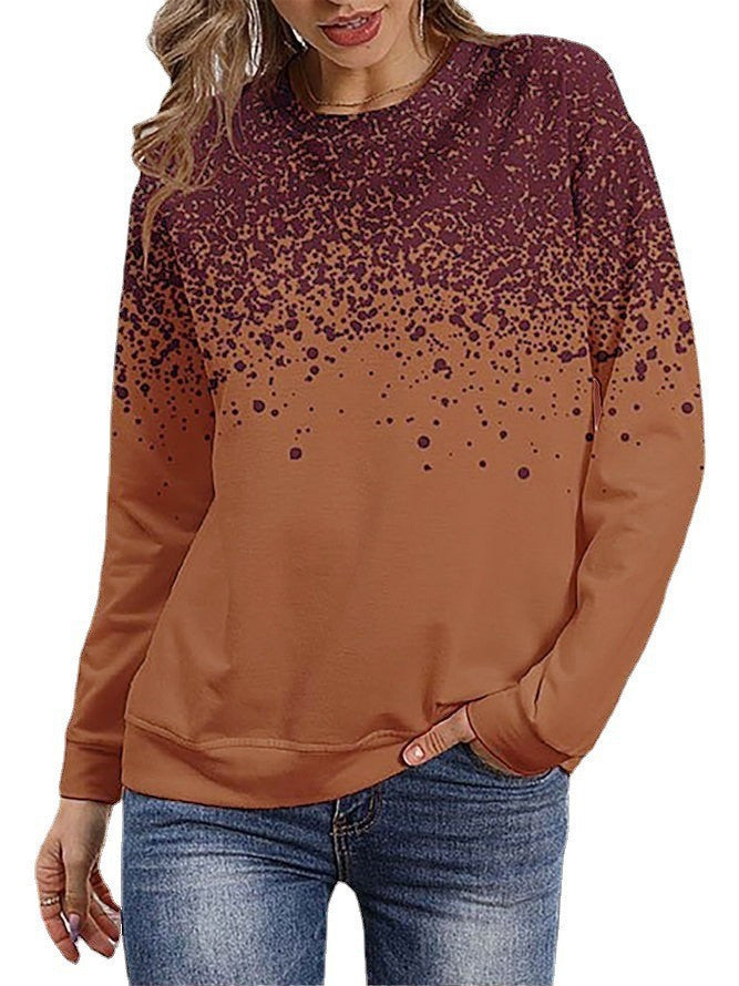 Damen Sweatshirt mit Farbverlauf-Punktdruck und Rundhalsausschnitt Echoarchiv