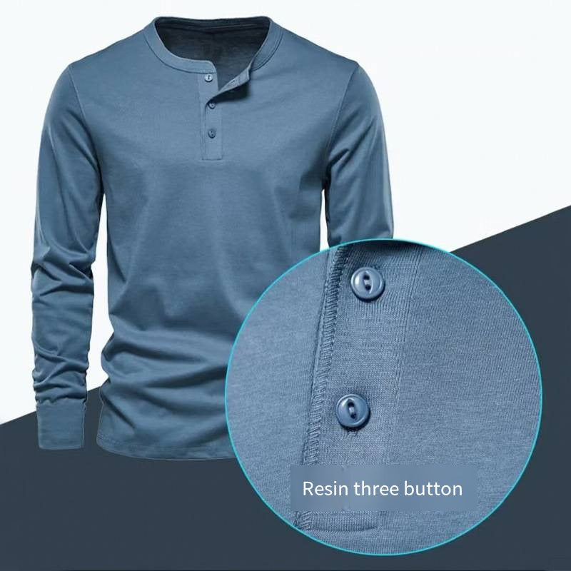 Herren Langarm-Henley-Shirt aus atmungsaktiver Baumwollmischung Echoarchiv
