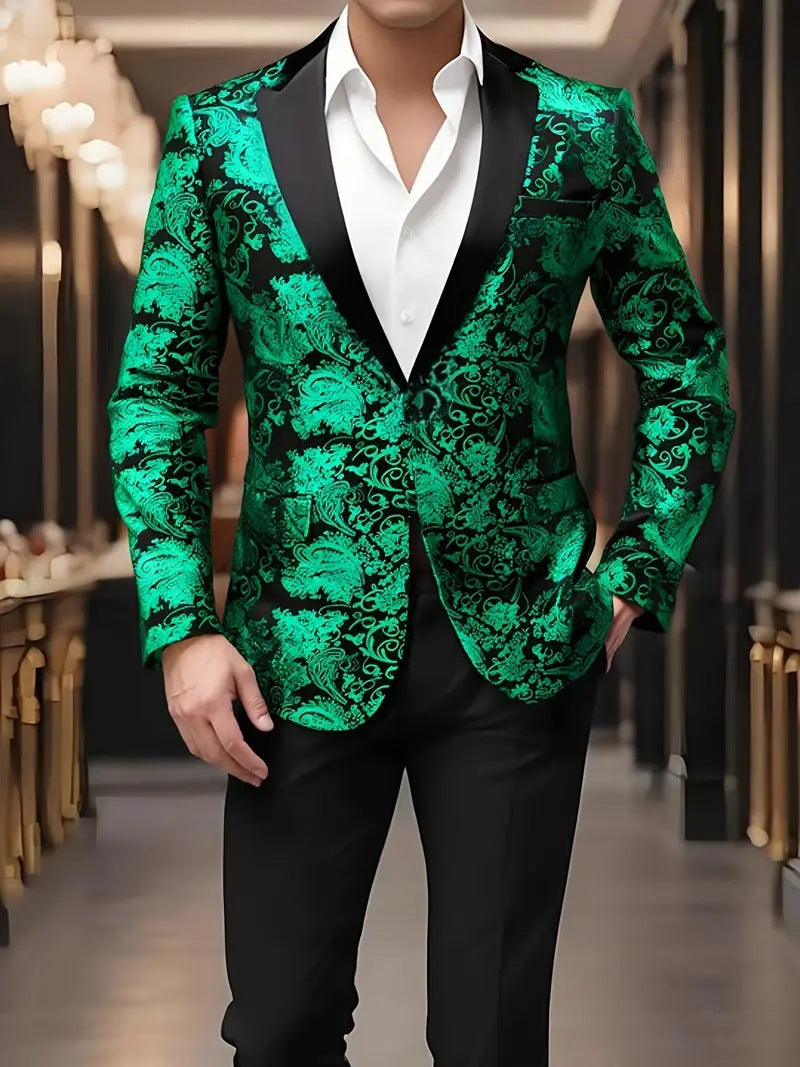 Herren extravagantes Paillettenblazer mit floralem Design Echoarchiv