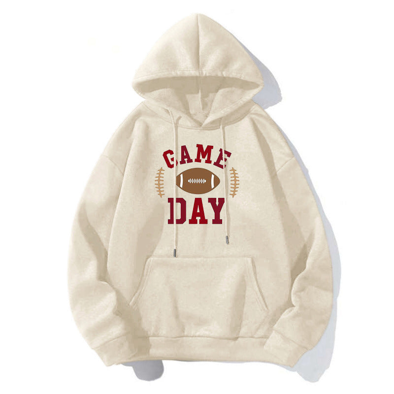 Damen Sportlicher Kapuzenpullover mit Football-Motiv Echoarchiv