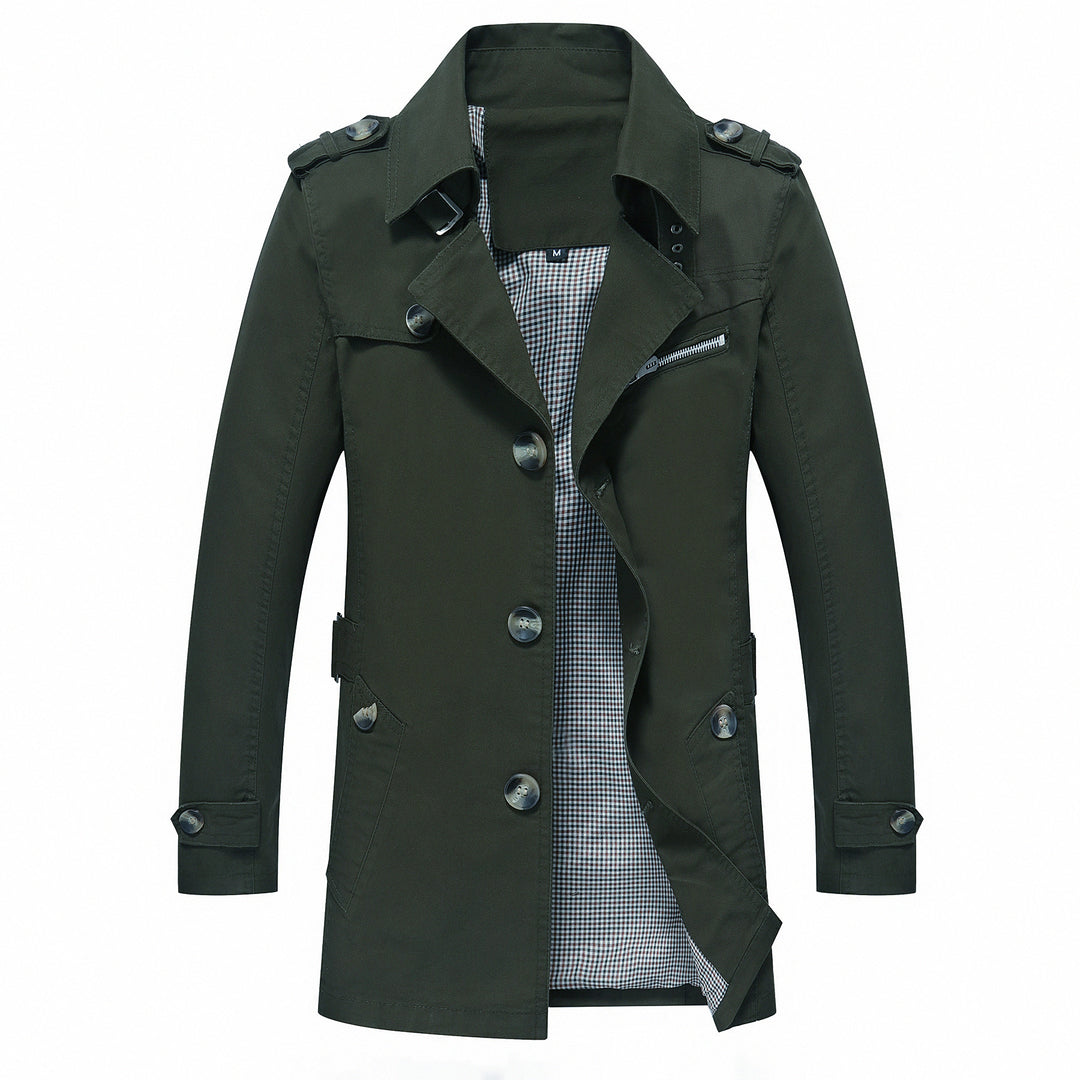 Herren Eleganter Field‑Trench mit tailliertem Schnitt, Schulterklappen und verstellbaren Manschetten Echoarchiv