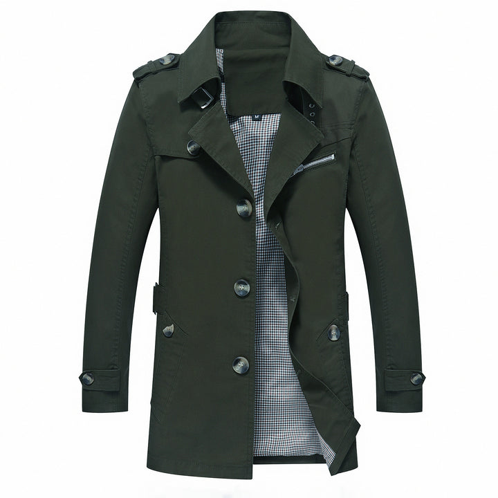 Herren Eleganter Field‑Trench mit tailliertem Schnitt, Schulterklappen und verstellbaren Manschetten Echoarchiv