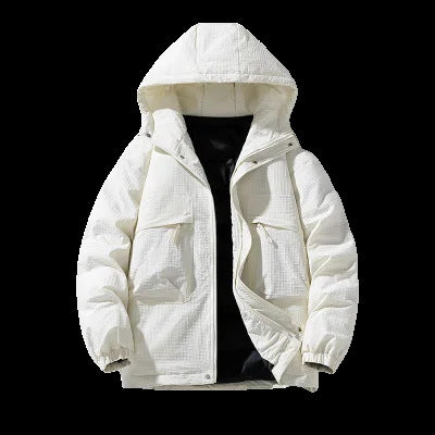 Herren Gepolsterter Ripstop-Parka mit Kapuze Oversize-Schnitt und integrierter Umhängetasche Echo Archiv