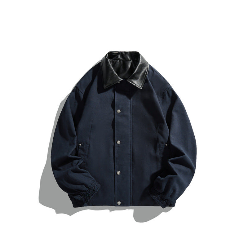 Herren Kurz geschnittene Blousonjacke mit Kunstlederkragen, Druckknopfleiste und elastischen Bündchen Echo Archiv