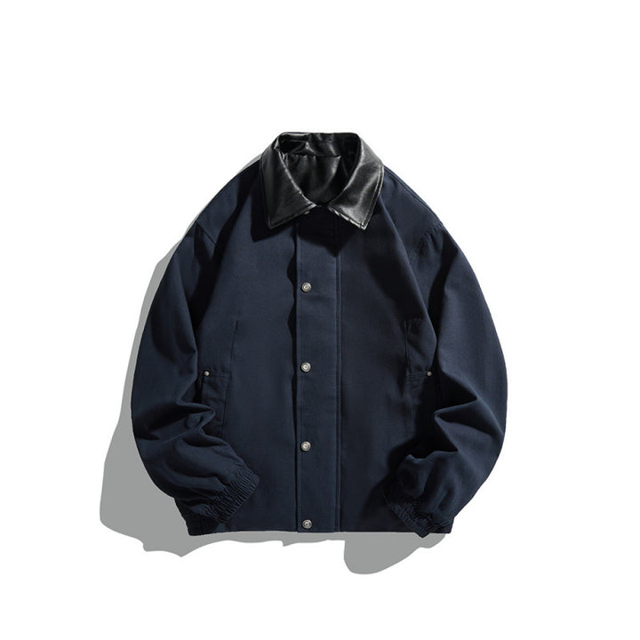 Herren Kurz geschnittene Blousonjacke mit Kunstlederkragen, Druckknopfleiste und elastischen Bündchen Echo Archiv