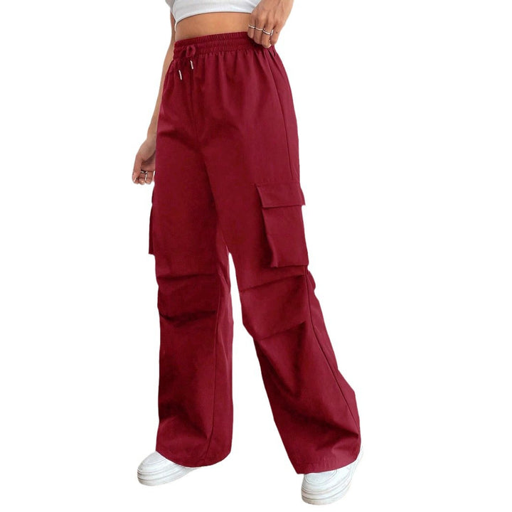 Damen Weite High‑Waist Cargo‑Hose mit Elastikbund und großen Klappentaschen – Avélisse