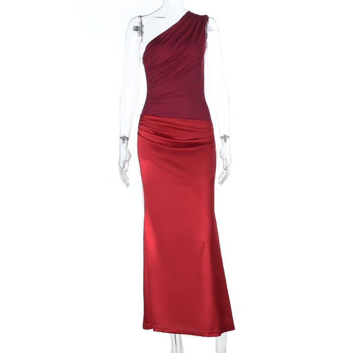 Damen elegantes Maxikleid mit asymmetrischem Oberteil und fließendem Saum Echo Archiv