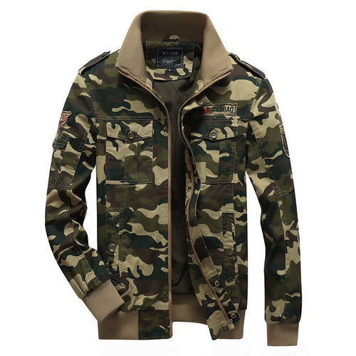 Herren Camo-Utility-Bomberjacke mit Stehkragen, Mehrfach-Taschen und Rippbündchen Echoarchiv