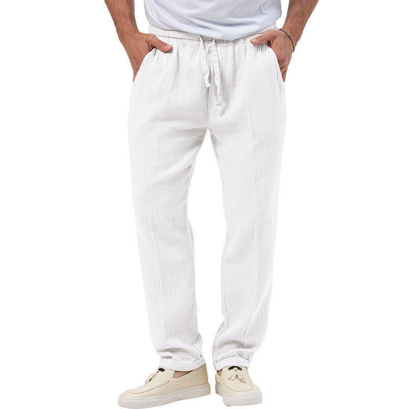 Herren nan lässige Musselin-Freizeithose mit elastischem Bund Kordelzug und seitlichen Eingrifftaschen Echo Archiv