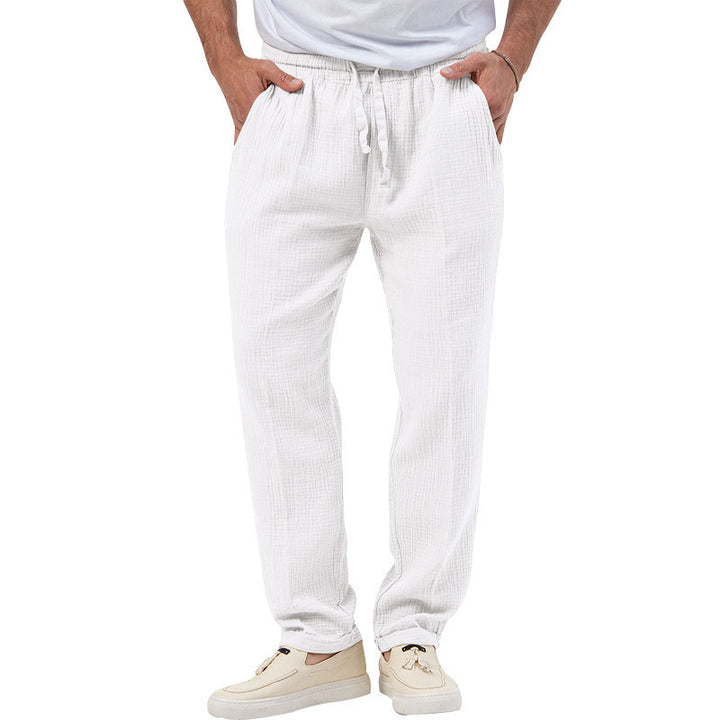 Herren nan lässige Musselin-Freizeithose mit elastischem Bund Kordelzug und seitlichen Eingrifftaschen Echo Archiv