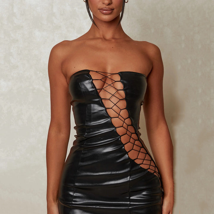 Damen Minikleid mit asymmetrischem Netzdesign und rasantem Rückenschnitt Echo Archiv