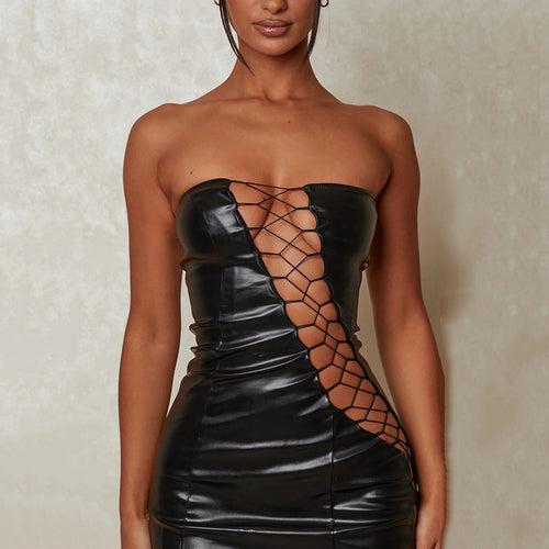 Damen Minikleid mit asymmetrischem Netzdesign und rasantem Rückenschnitt Echo Archiv
